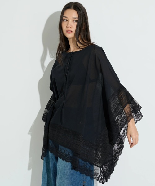 ANNA SUI NYC(アナ スイ エヌ ワイ シー)の「ANNA SUI NYC/アナ スイ エヌワイシー/3WAY BOHO ポンチョ(シャツ/ブラウス・レディース・ラベンダー/ブラック・F)」の8枚目の写真