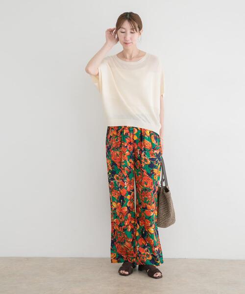ITEMS URBANRESEARCH（アイテムズ アーバンリサーチ）の「ショート半袖ニット（ニット/セーター・レディース・オフホワイト/チャコールグレー/レッド・FREE）」の7枚目の写真