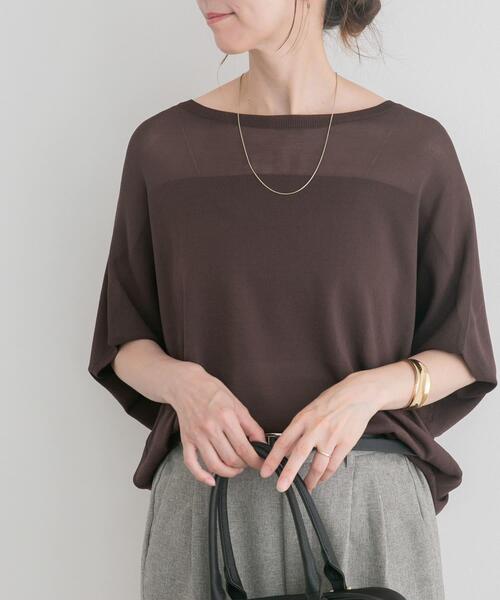 ITEMS URBANRESEARCH（アイテムズ アーバンリサーチ）の「ショート半袖ニット（ニット/セーター・レディース・オフホワイト/チャコールグレー/レッド・FREE）」の10枚目の写真