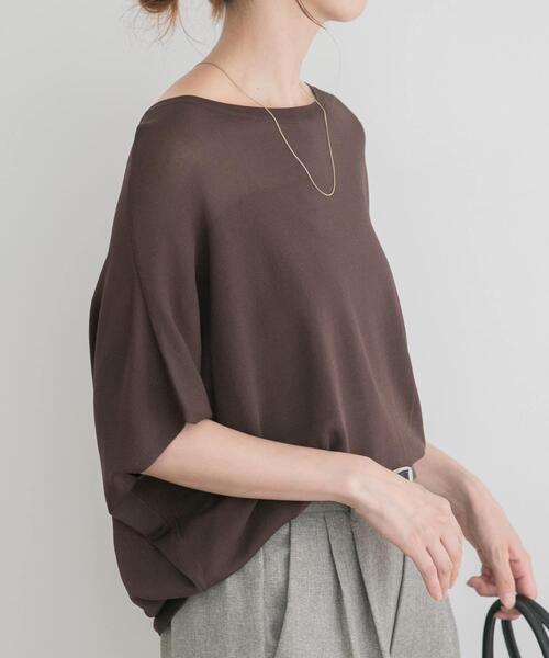 ITEMS URBANRESEARCH（アイテムズ アーバンリサーチ）の「ショート半袖ニット（ニット/セーター・レディース・オフホワイト/チャコールグレー/レッド・FREE）」の11枚目の写真
