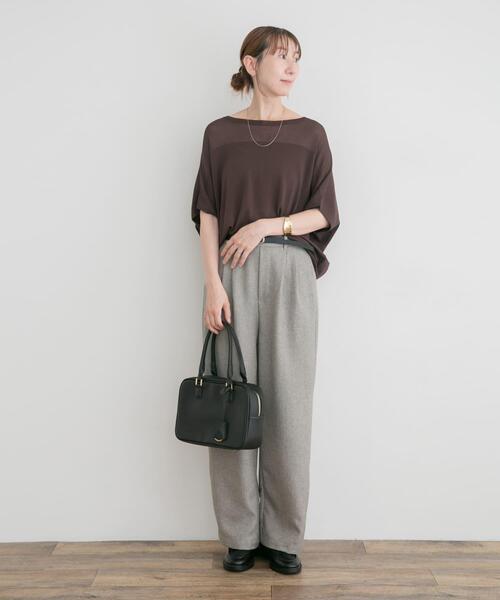 ITEMS URBANRESEARCH（アイテムズ アーバンリサーチ）の「ショート半袖ニット（ニット/セーター・レディース・オフホワイト/チャコールグレー/レッド・FREE）」の12枚目の写真