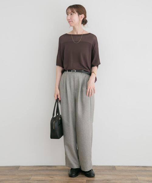 ITEMS URBANRESEARCH（アイテムズ アーバンリサーチ）の「ショート半袖ニット（ニット/セーター・レディース・オフホワイト/チャコールグレー/レッド・FREE）」の13枚目の写真