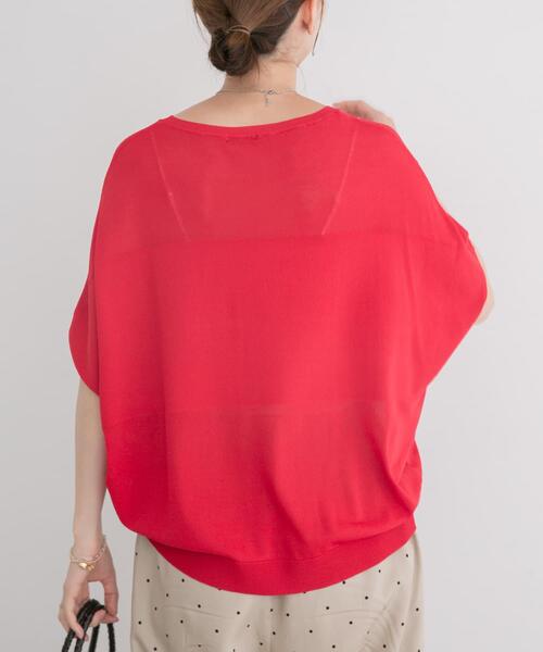 ITEMS URBANRESEARCH（アイテムズ アーバンリサーチ）の「ショート半袖ニット（ニット/セーター・レディース・オフホワイト/チャコールグレー/レッド・FREE）」の20枚目の写真
