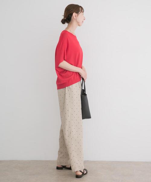 ITEMS URBANRESEARCH（アイテムズ アーバンリサーチ）の「ショート半袖ニット（ニット/セーター・レディース・オフホワイト/チャコールグレー/レッド・FREE）」の22枚目の写真