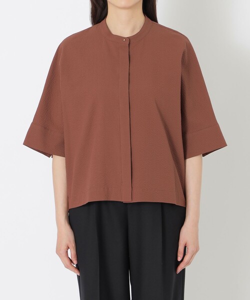 S.ESSENTIALS（エスエッセンシャルズ）の「サッカーコクーンブラウス（シャツ/ブラウス・レディース・ダークネイビー/オフホワイト/グリーン系その他4/ブラウン系その他4・38）」の12枚目の写真