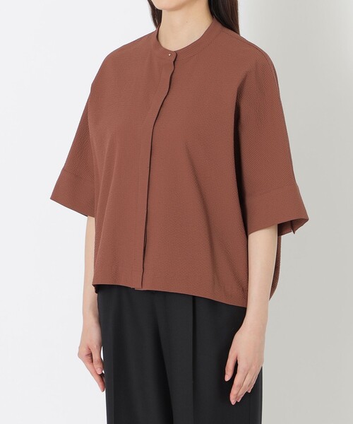 S.ESSENTIALS（エスエッセンシャルズ）の「サッカーコクーンブラウス（シャツ/ブラウス・レディース・ダークネイビー/オフホワイト/グリーン系その他4/ブラウン系その他4・38）」の13枚目の写真