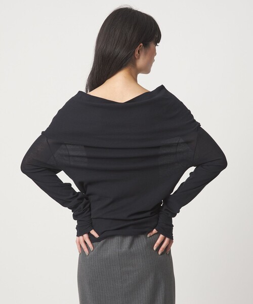 EMMEL REFINES(エメルリファインズ)の「<EMMEL REFINES>EM フライス ルーズフィット オフショルダー カットソー(Tシャツ/カットソー・レディース・クリーム/ブラック・FREE)」の7枚目の写真