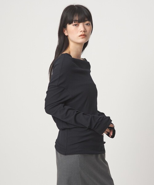 EMMEL REFINES(エメルリファインズ)の「<EMMEL REFINES>EM フライス ルーズフィット オフショルダー カットソー(Tシャツ/カットソー・レディース・クリーム/ブラック・FREE)」の8枚目の写真
