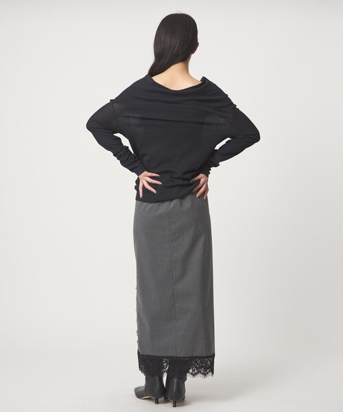 EMMEL REFINES(エメルリファインズ)の「<EMMEL REFINES>EM フライス ルーズフィット オフショルダー カットソー(Tシャツ/カットソー・レディース・クリーム/ブラック・FREE)」の10枚目の写真