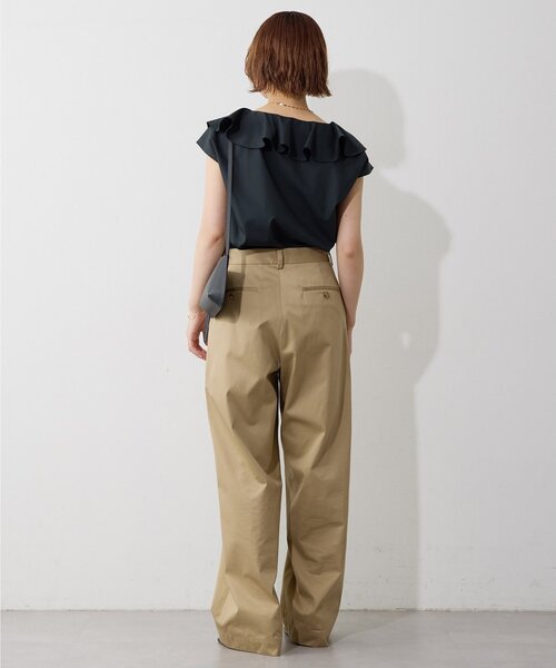 Drawing Numbers(ドローイング ナンバーズ)の「【Drawing Numbers】コットンラッフルフリルフレンチブラウス(シャツ/ブラウス・レディース・サックスブルー/ホワイト/ブラック・38)」の4枚目の写真