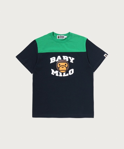 A BATHING APE(アベイシングエイプ)の「BABY MILO FOOTBALL TEE(Tシャツ/カットソー・キッズ・グレー/ネイビー・150/160)」の2枚目の写真