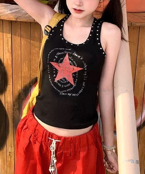 SHEENA(シーナ)の「スター×サークルロゴスタッズタンクトップ(タンクトップ・レディース・ホワイト/ブラック・M)」の12枚目の写真
