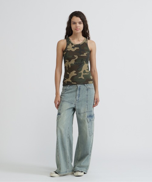 AVIREX(アヴィレックス)の「《WEB限定/DAILY/デイリー/WOMAN》RIB CAMO TANK TOP(タンクトップ・レディース・グレー系カモフラージュ/グリーン系カモフラージュ・M/S)」の3枚目の写真