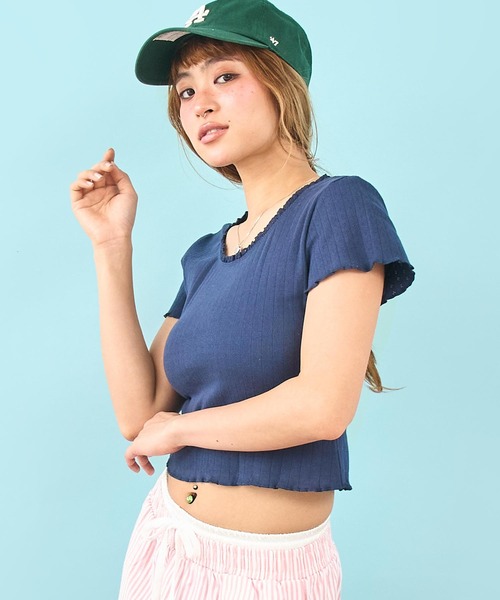 anap mimpi(アナップミンピ)の「アイレット コンパクト Tシャツ(Tシャツ/カットソー・レディース・ネイビー/アイボリー・F)」の15枚目の写真