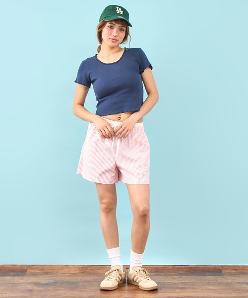 anap mimpi(アナップミンピ)の「アイレット コンパクト Tシャツ(Tシャツ/カットソー・レディース・ネイビー/アイボリー・F)」の17枚目の写真