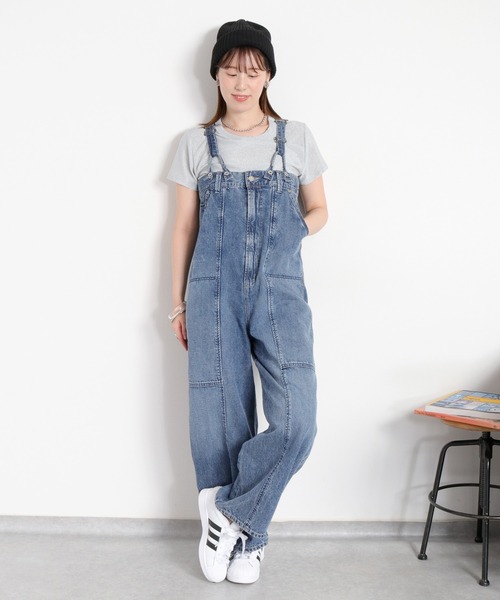 cepo（セポ）の「リネンミックス ワークデニムサロペット（サロペット/オーバーオール・レディース・ブルー系2/ワンウォッシュ/ブラウン・M/S）」の3枚目の写真