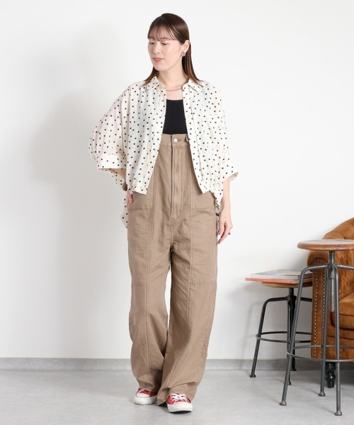 cepo（セポ）の「リネンミックス ワークデニムサロペット（サロペット/オーバーオール・レディース・ブルー系2/ワンウォッシュ/ブラウン・M/S）」の7枚目の写真