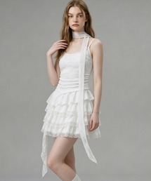 HOOK for girls 総レース × アシンメトリー裾　リボンタイ付き キャミソール トップス (SS)