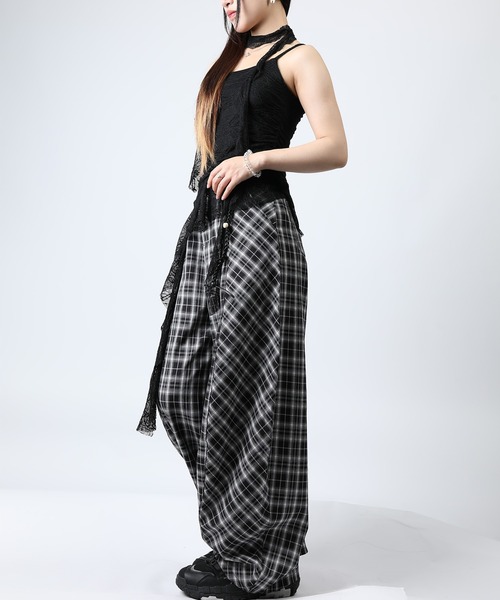 HOOK(フック)の「HOOK for girls 総レース × アシンメトリー裾 リボンタイ付き キャミソール トップス (SS)(キャミソール・レディース・ライトブルー/ブラック/ホワイト・FREE)」の8枚目の写真