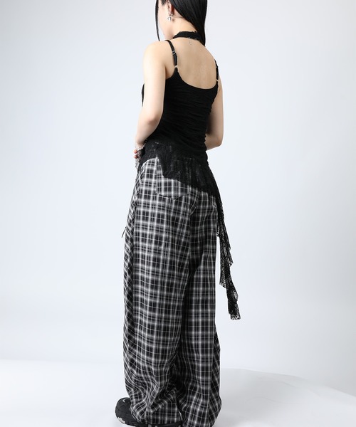 HOOK(フック)の「HOOK for girls 総レース × アシンメトリー裾 リボンタイ付き キャミソール トップス (SS)(キャミソール・レディース・ライトブルー/ブラック/ホワイト・FREE)」の12枚目の写真