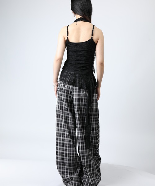 HOOK(フック)の「HOOK for girls 総レース × アシンメトリー裾 リボンタイ付き キャミソール トップス (SS)(キャミソール・レディース・ライトブルー/ブラック/ホワイト・FREE)」の9枚目の写真