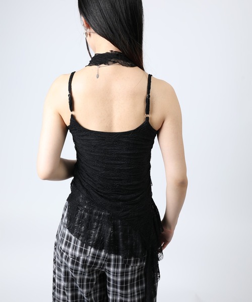 HOOK(フック)の「HOOK for girls 総レース × アシンメトリー裾 リボンタイ付き キャミソール トップス (SS)(キャミソール・レディース・ライトブルー/ブラック/ホワイト・FREE)」の16枚目の写真