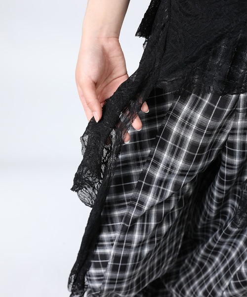HOOK(フック)の「HOOK for girls 総レース × アシンメトリー裾 リボンタイ付き キャミソール トップス (SS)(キャミソール・レディース・ライトブルー/ブラック/ホワイト・FREE)」の20枚目の写真