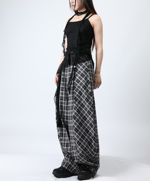 HOOK(フック)の「HOOK for girls 総レース × アシンメトリー裾 リボンタイ付き キャミソール トップス (SS)(キャミソール・レディース・ライトブルー/ブラック/ホワイト・FREE)」の13枚目の写真