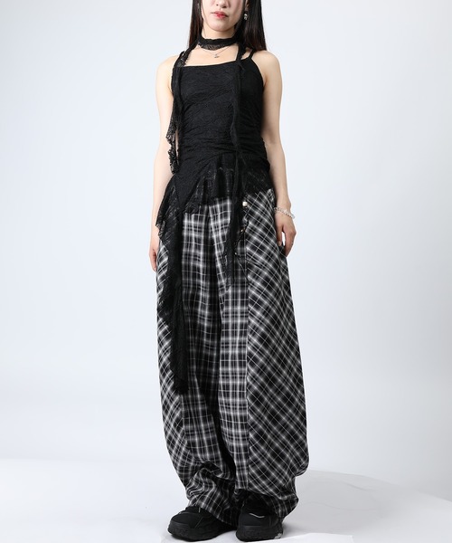 HOOK(フック)の「HOOK for girls 総レース × アシンメトリー裾 リボンタイ付き キャミソール トップス (SS)(キャミソール・レディース・ライトブルー/ブラック/ホワイト・FREE)」の10枚目の写真