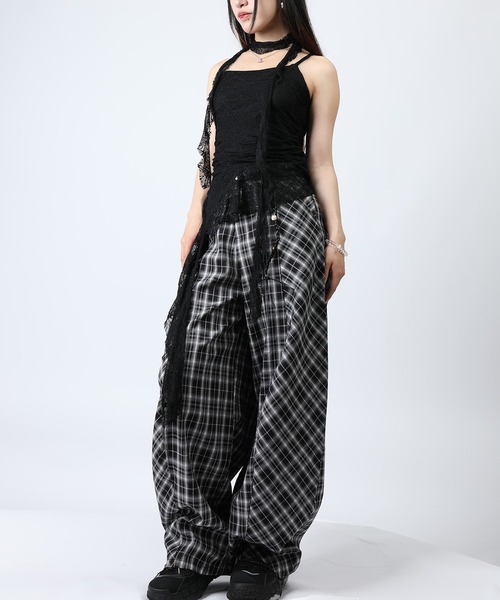 HOOK(フック)の「HOOK for girls 総レース × アシンメトリー裾 リボンタイ付き キャミソール トップス (SS)(キャミソール・レディース・ライトブルー/ブラック/ホワイト・FREE)」の7枚目の写真