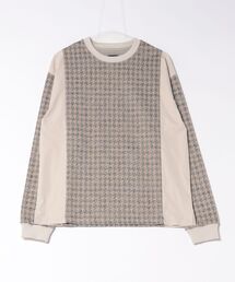 /MMMM/ダイヤ、千鳥、ジャガード サイドパネルドロングスリーブTEE