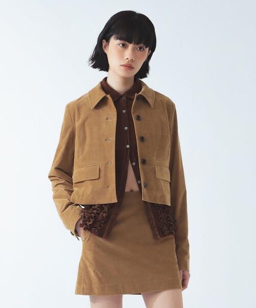 Ray BEAMS（レイビームス）の「コーデュロイ ステンカラー ショート ジャケット（その他アウター・レディース・ブラック/カーキ・0/1）」の2枚目の写真