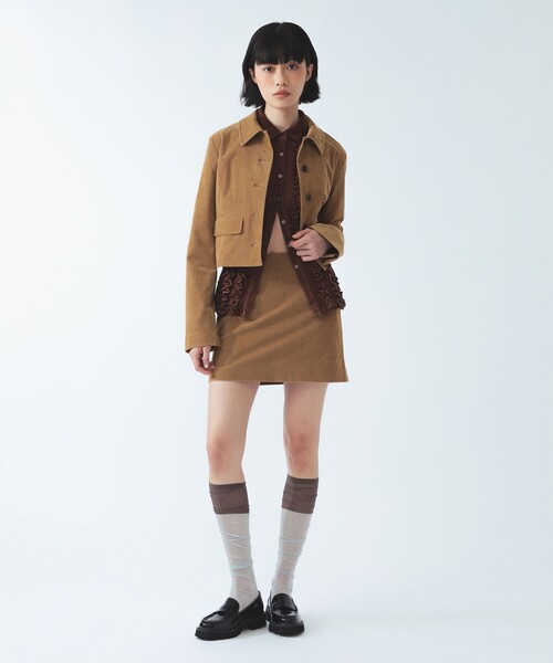 Ray BEAMS（レイビームス）の「コーデュロイ ステンカラー ショート ジャケット（その他アウター・レディース・ブラック/カーキ・0/1）」の11枚目の写真