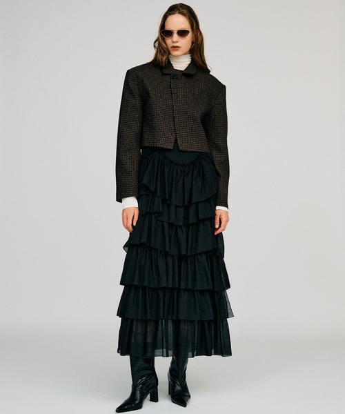 PRANK PROJECT（プランクプロジェクト）の「【2026Autumn Pre-Order】スタンドカラーテーラードショートジャケット / Stand Collar Tailored Short Jacket（テーラードジャケット・レディース・グレー/ブラウン/ブラック・FREE）」の9枚目の写真