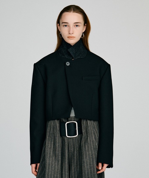 PRANK PROJECT（プランクプロジェクト）の「【2026Autumn Pre-Order】スタンドカラーテーラードショートジャケット / Stand Collar Tailored Short Jacket（テーラードジャケット・レディース・グレー/ブラウン/ブラック・FREE）」の11枚目の写真