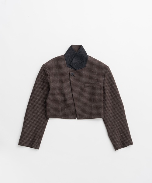 PRANK PROJECT（プランクプロジェクト）の「【2026Autumn Pre-Order】スタンドカラーテーラードショートジャケット / Stand Collar Tailored Short Jacket（テーラードジャケット・レディース・グレー/ブラウン/ブラック・FREE）」の19枚目の写真