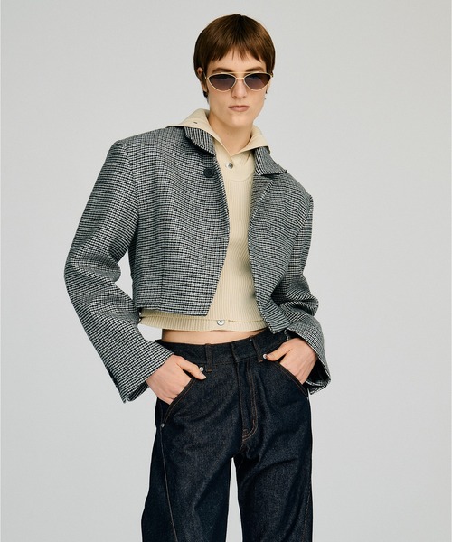 PRANK PROJECT（プランクプロジェクト）の「【2026Autumn Pre-Order】スタンドカラーテーラードショートジャケット / Stand Collar Tailored Short Jacket（テーラードジャケット・レディース・グレー/ブラウン/ブラック・FREE）」の12枚目の写真