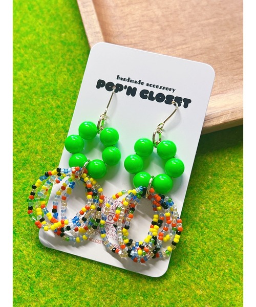 奇抜なネオングリーンの歯ピアス POPN CLOSET】neon×spiral(MA)（ピアス（両耳用））｜tone（トーン）の
