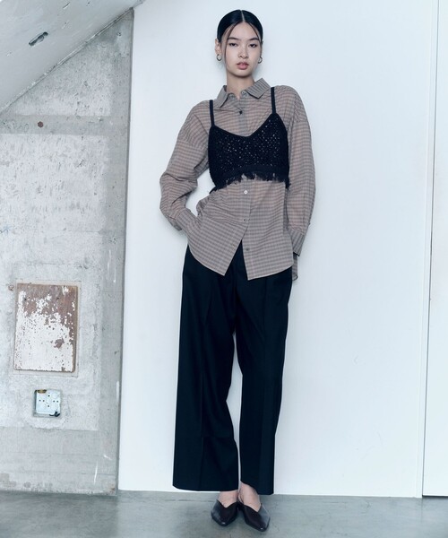 green label relaxing（グリーンレーベルリラクシング）の「＜SEASONAL COLLECTION＞2タック ワイドパンツ（スラックス・レディース・ベージュ/ブラック/ブラウン・40/38/36）」の5枚目の写真