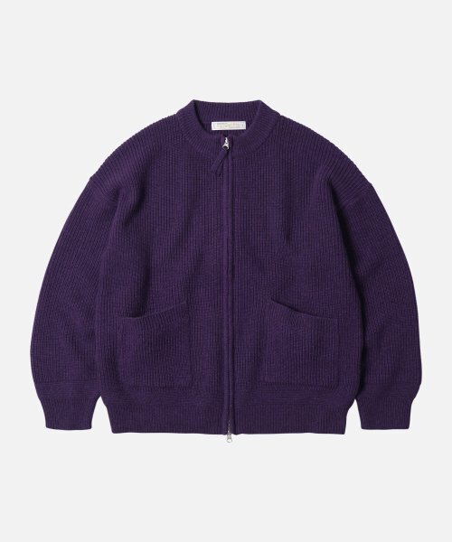FRIZMWORKS(フリズムワークス)の「WOOL DECK ZIP UP CARDIGAN _ PURPLE(カーディガン/ボレロ・レディース・その他・LARGE)」の1枚目の写真