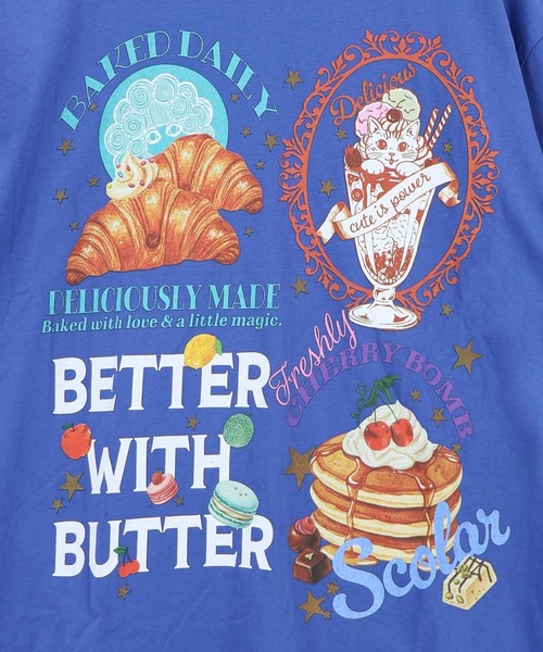 ScoLar（スカラー）の「ScoLar(スカラー) いろんなフード柄 裾レースTシャツ（Tシャツ/カットソー・レディース・ブラック/ネイビー/オフホワイト/オレンジ・MEDIUM）」の17枚目の写真