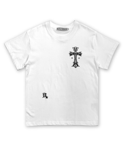 DAMISH(ダミシュ)の「ゴシッククロスグラフィックオーバーサイズTシャツ_2COLOR(Tシャツ/カットソー・レディース・ブラック/ホワイト・LARGE/MEDIUM/SMALL/X-LARGE)」の1枚目の写真