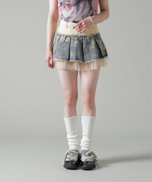 L.H.P(エルエイチピー)の「MAVYTH/メヴィス/DENIM PLEATS MINI SKIRT(スカート・レディース・その他4・M/L)」の1枚目の写真