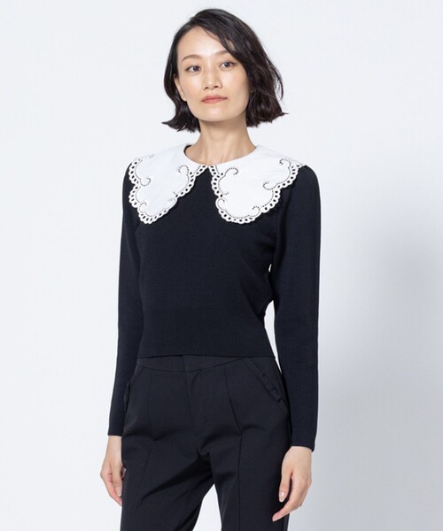 TOCCA(トッカ)の「BIG COLLAR DREAM ニット(ニット/セーター・レディース・ブラック系/アイボリー系・SMALL/MEDIUM)」の6枚目の写真