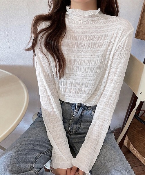 MONO8(モノハチ)の「レースレイヤード着ロングTシャツ(Tシャツ/カットソー・レディース・ホワイト系その他/オフホワイト/アイボリー/ブラック/ホワイト系その他2・M)」の4枚目の写真