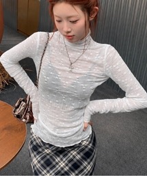 レースレイヤード着ロングTシャツ