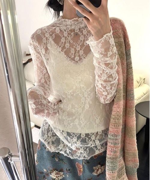 MONO8(モノハチ)の「レースレイヤード着ロングTシャツ(Tシャツ/カットソー・レディース・ホワイト系その他/オフホワイト/アイボリー/ブラック/ホワイト系その他2・M)」の5枚目の写真
