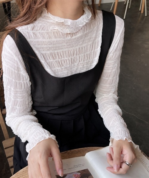 MONO8(モノハチ)の「レースレイヤード着ロングTシャツ(Tシャツ/カットソー・レディース・ホワイト系その他/オフホワイト/アイボリー/ブラック/ホワイト系その他2・M)」の6枚目の写真