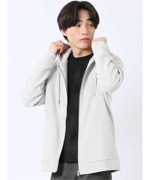 TAKA-Q(タカキュー)の「フルジップ パーカー メンズ 長袖 ストレッチ ハニカム ジャガード フーディー(パーカー・メンズ・ネイビー/グレー系その他2/ライトグレー/ボルドー・X-LARGE/MEDIUM/LARGE)」の18枚目の写真