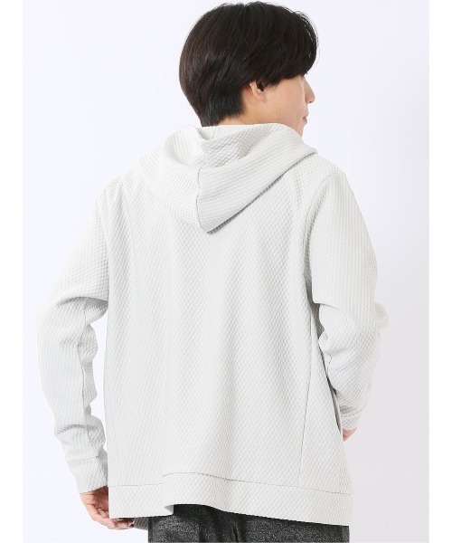 TAKA-Q(タカキュー)の「フルジップ パーカー メンズ 長袖 ストレッチ ハニカム ジャガード フーディー(パーカー・メンズ・ネイビー/グレー系その他2/ライトグレー/ボルドー・X-LARGE/MEDIUM/LARGE)」の19枚目の写真